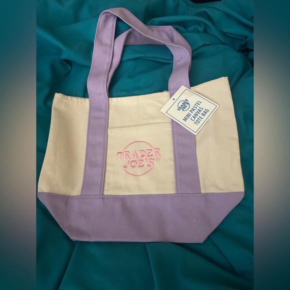Handbags - NEW! Cream and Lavender Mini Canvas Tote Bag